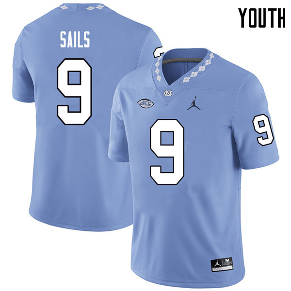 Jordan Brand Youth #9 K.J. Sails North Carolina Tar Heels College Football Jerseys Sale-Carolina Blu